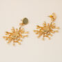 Gold Abstract Burst Dangle Earrings With Pearl Details, thumbnail 4 of 4