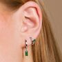 Green Baguette Charm Hoop Earrings, thumbnail 1 of 5