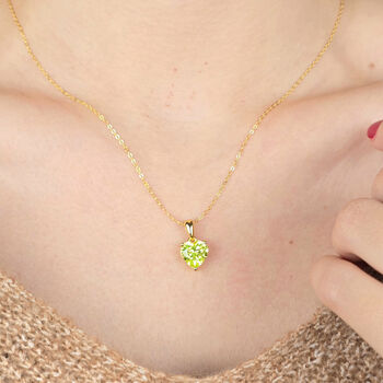 Peridot August Birthstone Love Heart Pendant Necklace, 2 of 5