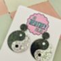 Yin Yang Glitter Earrings, thumbnail 3 of 4