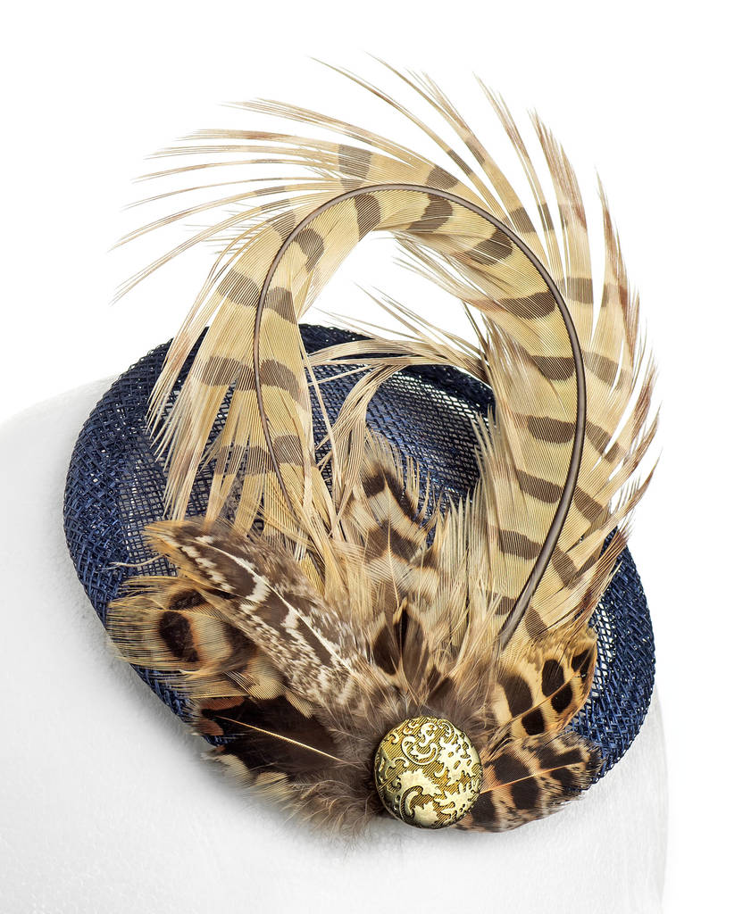 Navy And Gold Woodland Fascinator 'Amy', 1 of 5