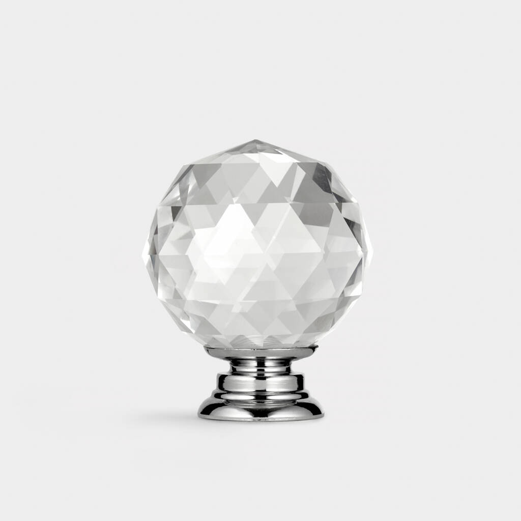 Clear Faceted Chrome Crystal Glass Cupboard Door Knob By Pushka Home ...