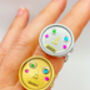 Statement Ring With Cute Robot Faces In Gold Or Silver, thumbnail 2 of 10