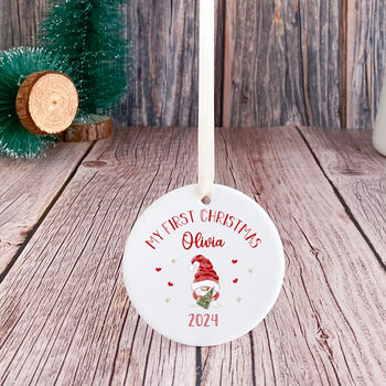 First Christmas Gnome Ornament Gift With Name, 7 of 7