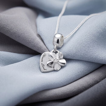 Forget Me Not Memorial Heart Personalised Silver Necklace, 4 of 10