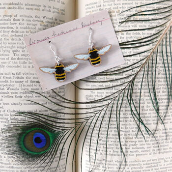 Bumblebee Wooden Earrings, 3 of 8