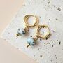 Natural Moss Agate Charm Huggie Hoop Earrings, thumbnail 1 of 4