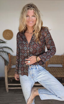 Ladies Elegant Shirt Blouse Black Batik Medina, 8 of 10