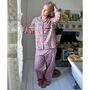 Block Printed Apricot, Navy And Persian Red Floral Cotton Pyjamas, thumbnail 1 of 6