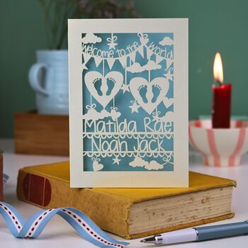 Personalised Twins Papercut Card, 2 of 9