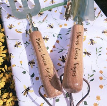 Personalised Gold And Beech Garden Tools, 2 of 5