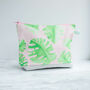 Cheese Plant Monstera Pink Grid Make Up Wash Bag, thumbnail 2 of 5