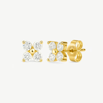 Gold Or Silver Women's Tiny Hydrangea Flower Stud Earrings, 2 of 7