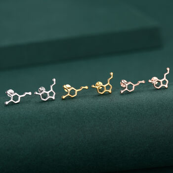 Sterling Silver Serotonin And Dopamine 16 G Flat Back Labret Earrings, 2 of 12