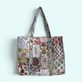 Patchwork Blue Floral Quilted Cotton Tote Bag, thumbnail 1 of 5