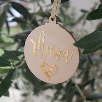 Mum Wooden Bauble Christmas Card, 6 of 6