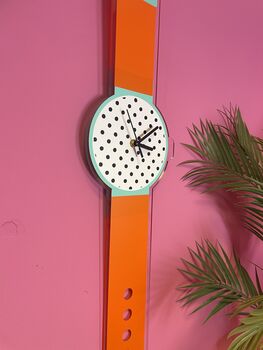 Polka Dot Watch Wall Clock Decorative Silent Movement, 3 of 6