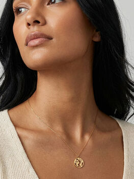 World Coin Pendant Necklace For Her 18k Gold Plated, 4 of 4