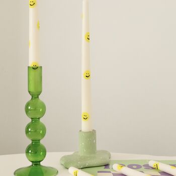 Hand Painted Smiley Tapered Candle, 3 of 4
