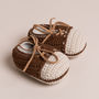 Hand Crochet Leather Laced Baby Shoes, thumbnail 2 of 7