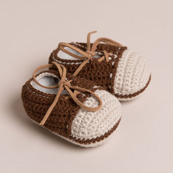 Hand Crochet Leather Laced Baby Shoes, 2 of 7