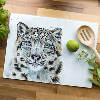 Inky Snow Leopard Glass Worktop Saver, 2 of 6