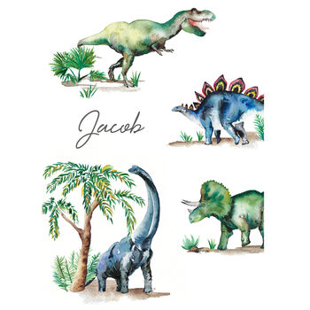 Personalised Dinosaurs Children's Art Print, 3 of 6