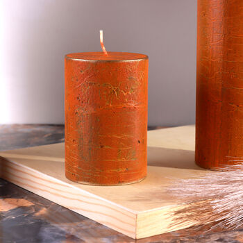G Decor Fern Amberstone And Gold Hand Finished Pillar Candles, 6 of 6