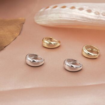 Sterling Silver Mini Chunky Hoop Earrings, 3 of 11