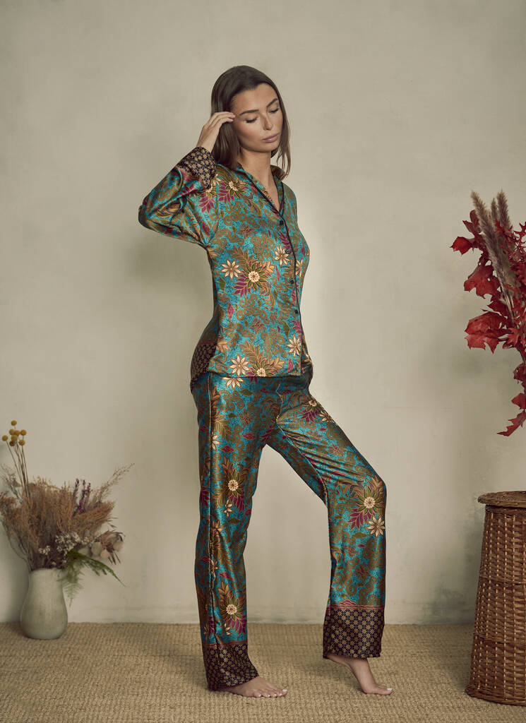 Silk Emerald Pyjama Set By Maru Loungewear | notonthehighstreet.com
