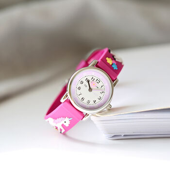Engraved Kids 3D Unicorn Watch Pink, 4 of 5