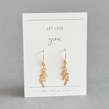 Let Love Grow Sterling Silver Leaf Drop Earrings, 12 of 12