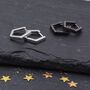 Sterling Silver Pentagon Huggie Hoop Earrings, thumbnail 7 of 12