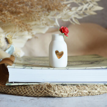 Paper Rose And Embossed Heart Mini Bottle, 12 of 12