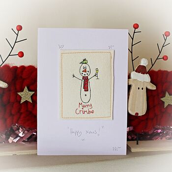 Four Christmas Cards Snowman,Robin,Reindeer, Crimbo Pud, 8 of 10