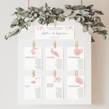 Travel Themed Wedding Seating Plan Cards, 4 of 8