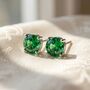 Emerald Moissanite Crystal Sterling Silver Earrings, thumbnail 1 of 4