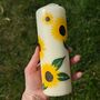Hand Painted Sunflower Pillar Candle, thumbnail 1 of 3