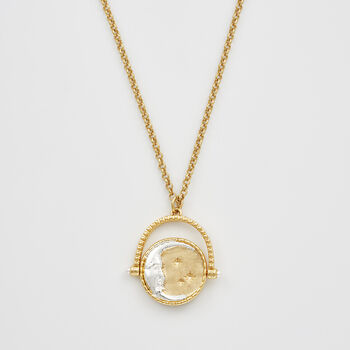 Gold Sun And Moon Spinner Necklace, 4 of 8