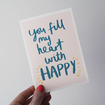 Fill My Heart With Happy Hand Lettered Valentine's Card, 5 of 5