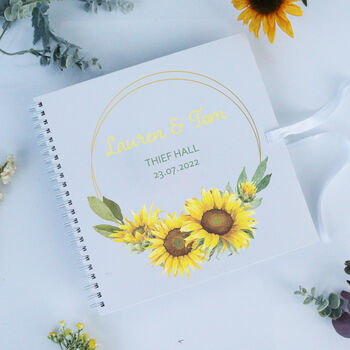 Personalised Sunflower Wedding Guest Book, 3 of 6
