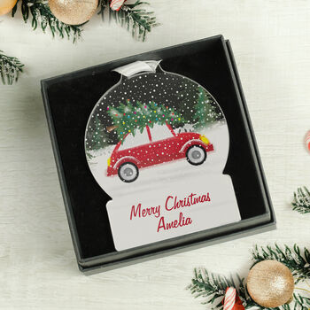 Personalised Driving Home For Christmas Acrylic Snow Globe Hanging Decoration Gift Boxed, 2 of 5