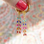 Multi Coloured Spiky Chain Huggie Hoops, thumbnail 1 of 6