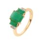 Yellow Gold Octagon Emerald And Diamond Trilogy Ring, thumbnail 2 of 6