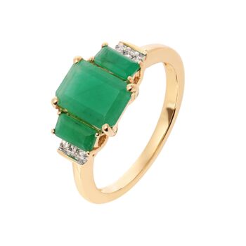 Yellow Gold Octagon Emerald And Diamond Trilogy Ring, 2 of 6