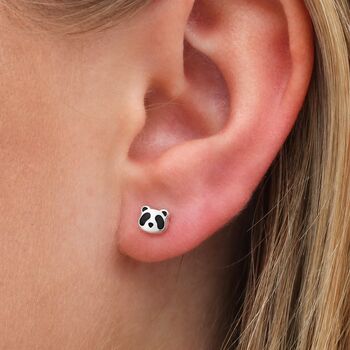 Sterling Silver Panda Stud Earrings, 2 of 4