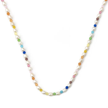 Freshwater Pearl And Rainbow Moonstone Bead Necklace, 5 of 5