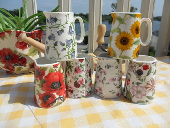 Set Of Six Cream Jugs In Assorted Floral Designs, 4 of 10