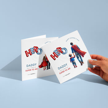 Daughter And Daddy Superhero Father's Day Card, 2 of 5