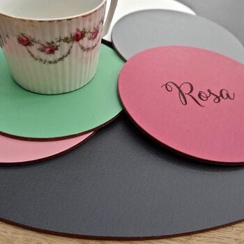 Round Personalised Leather Coaster, 9 of 12
